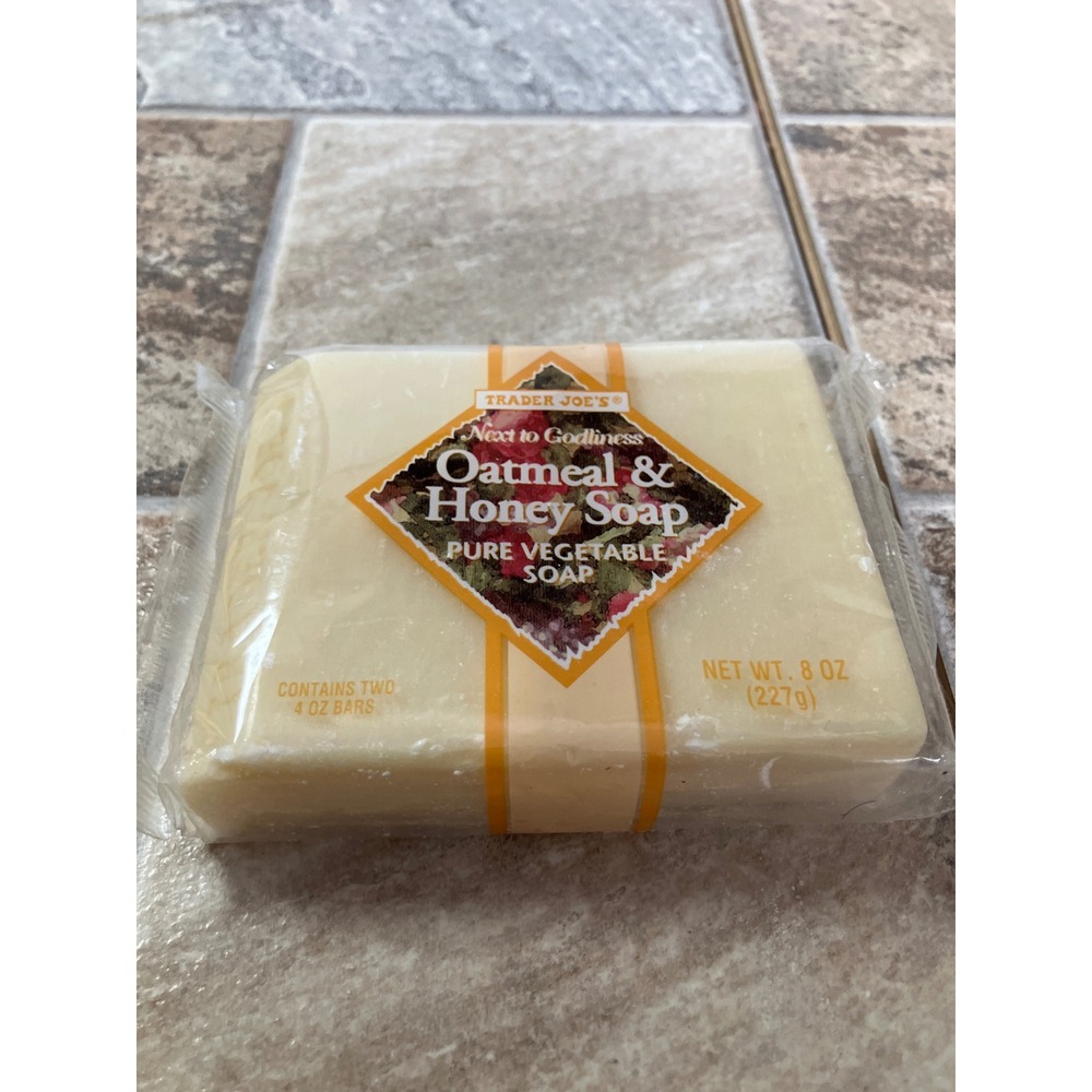 Trader Joe's Next to Godliness Oatmeal & Honey Soap Pure Vegetable 2 Bars 8oz
